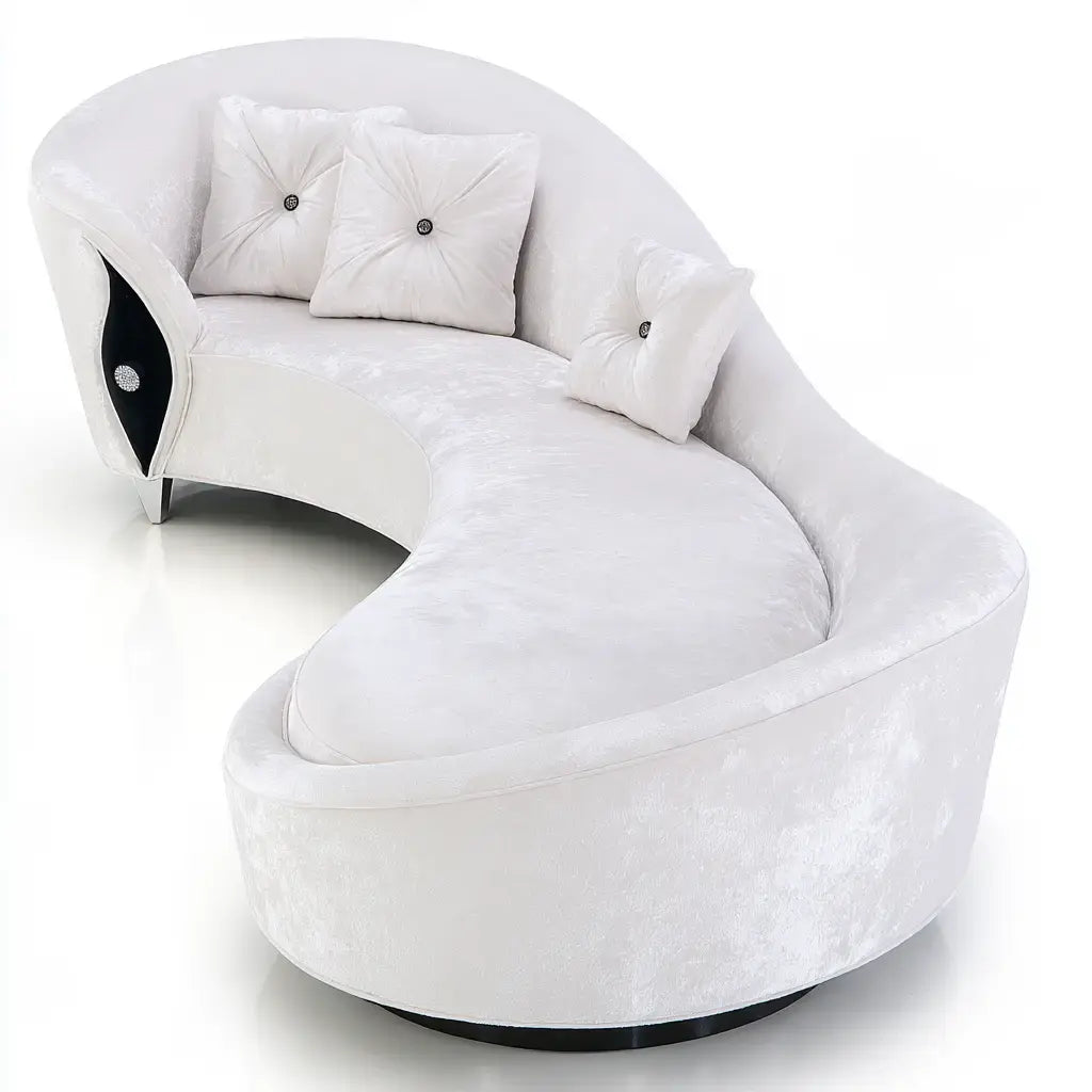 Sofá con asiento curvo con respaldo envolvente - blanco