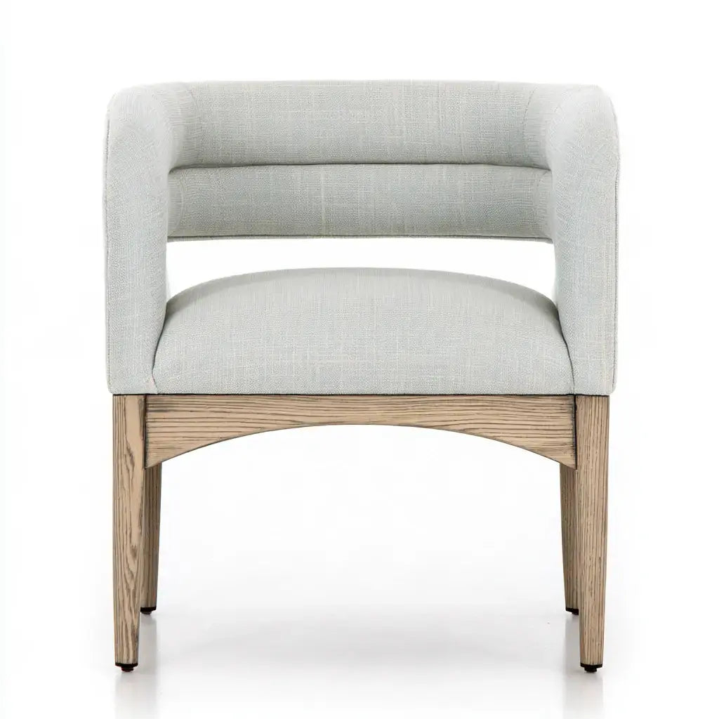 Silla con respaldo abierto y asiento tapizado - gris/beige