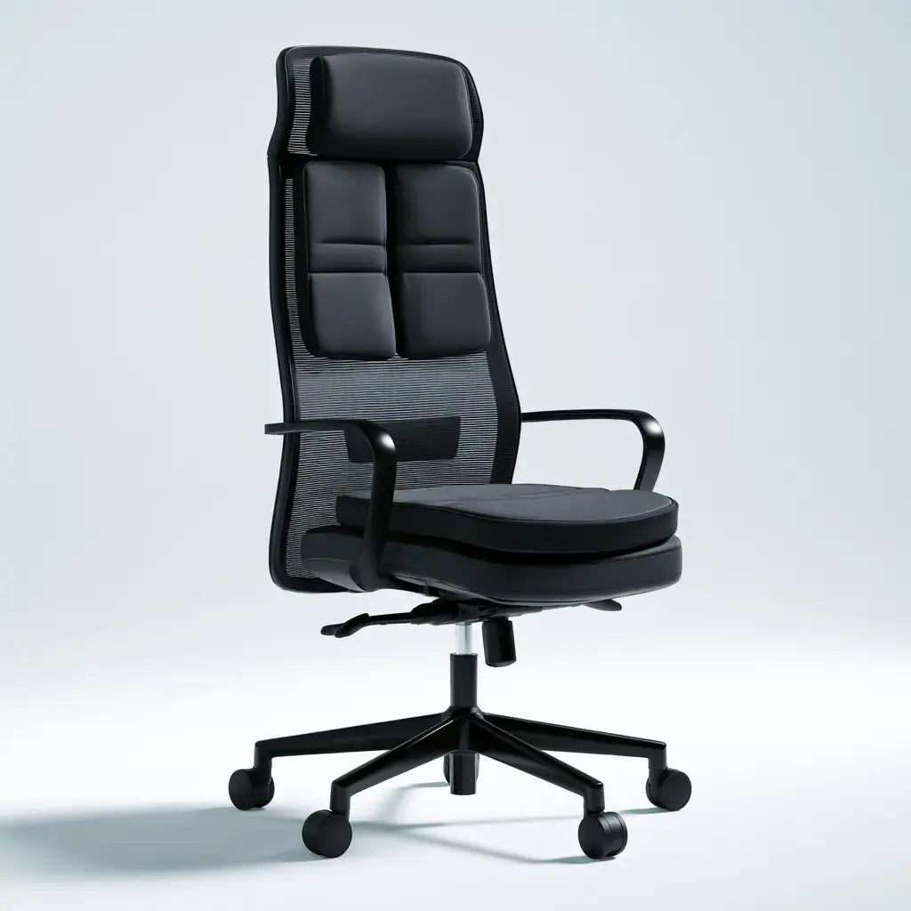 Silla de oficina con respaldo alto y base con ruedas - negro