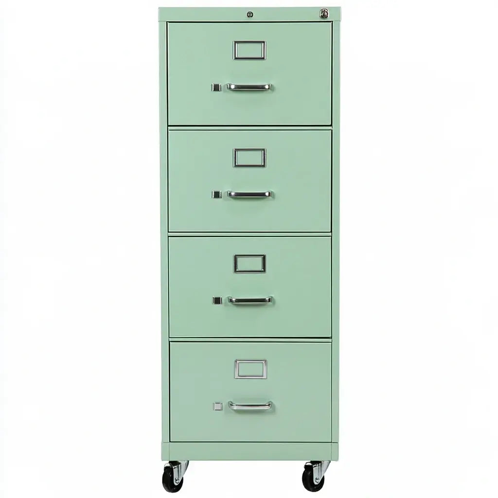 Cómoda con cuatro cajones con ruedas - verde