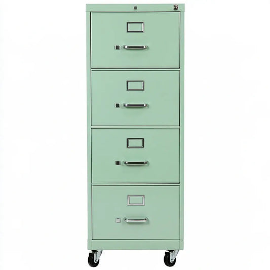 Cómoda con cuatro cajones con ruedas - verde