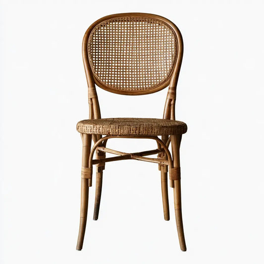 Silla con respaldo ovalado de rejilla - marrón