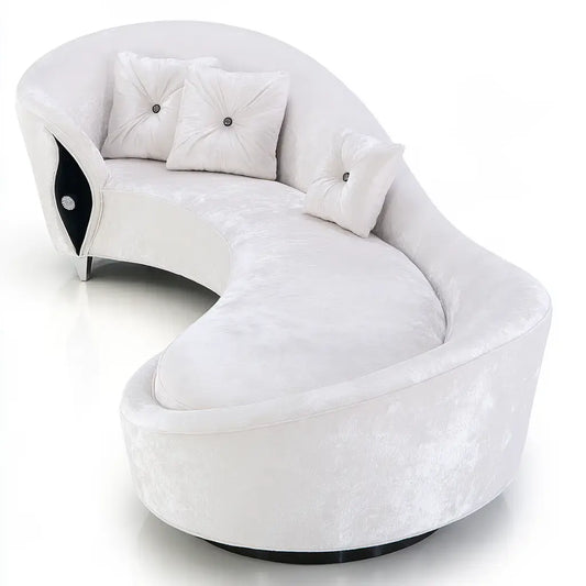 Sofá con asiento curvo con respaldo envolvente - blanco