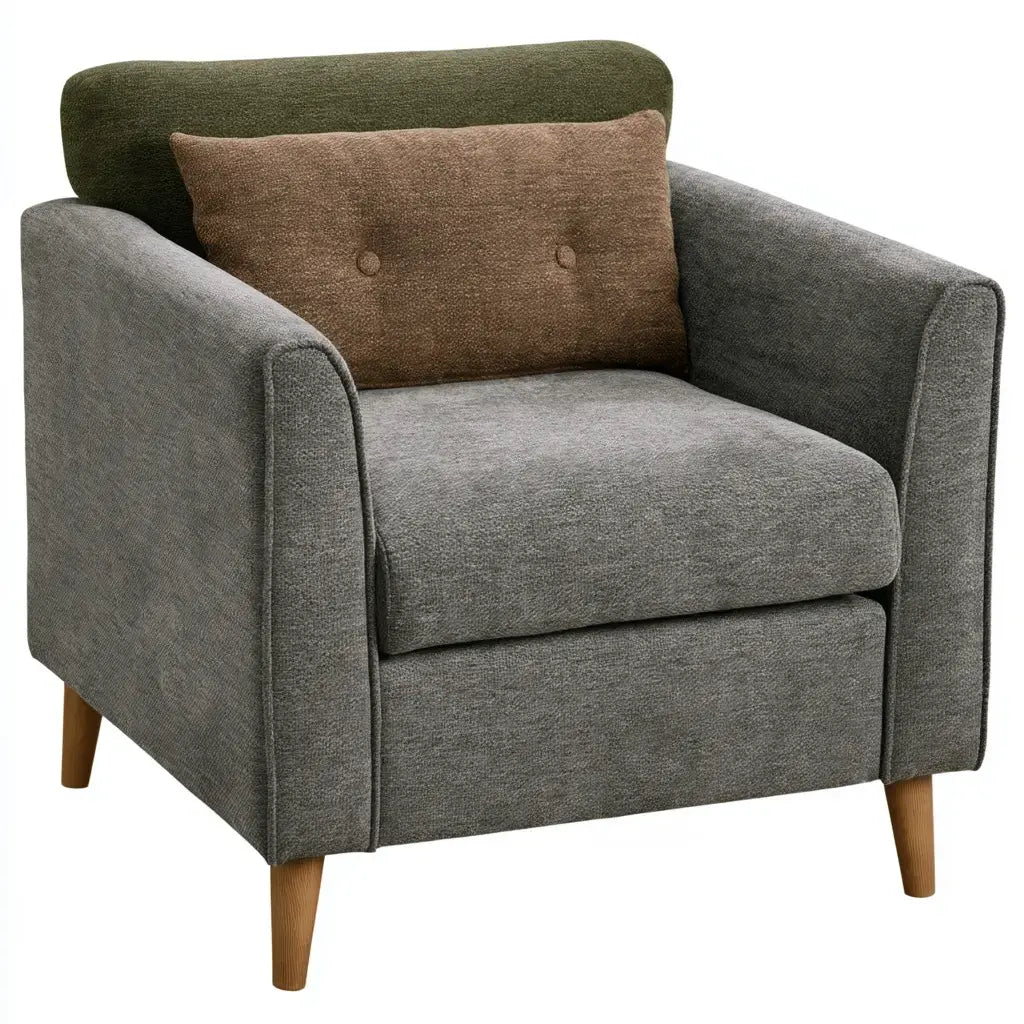 Sillón con brazos rectos y respaldo contrastado - gris/verde