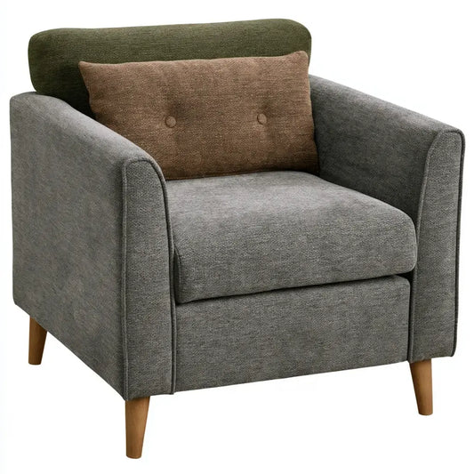 Sillón con brazos rectos y respaldo contrastado - gris/verde