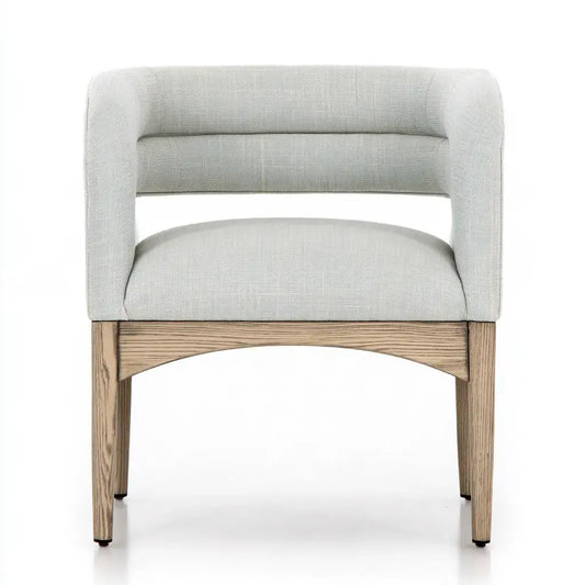 Silla con respaldo abierto y asiento tapizado - gris/beige