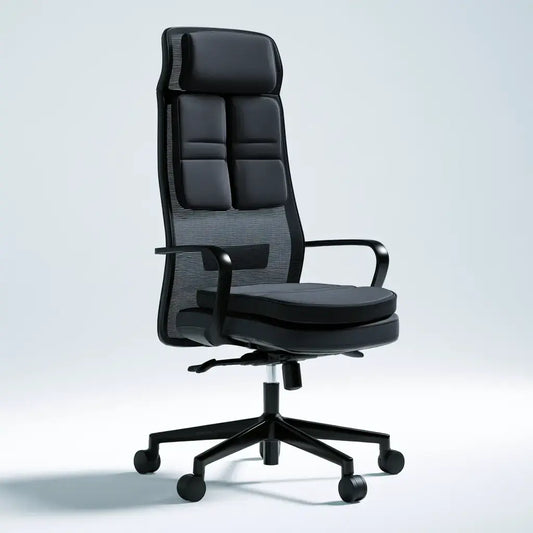 Silla de oficina con respaldo alto y base con ruedas - negro