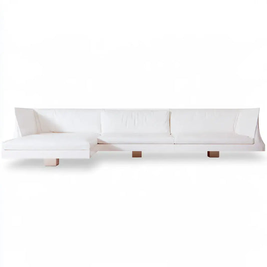 Sofá con asiento alargado y estructura baja - blanco