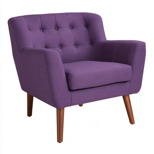Sillón con respaldo de botones y brazos rectos - morado