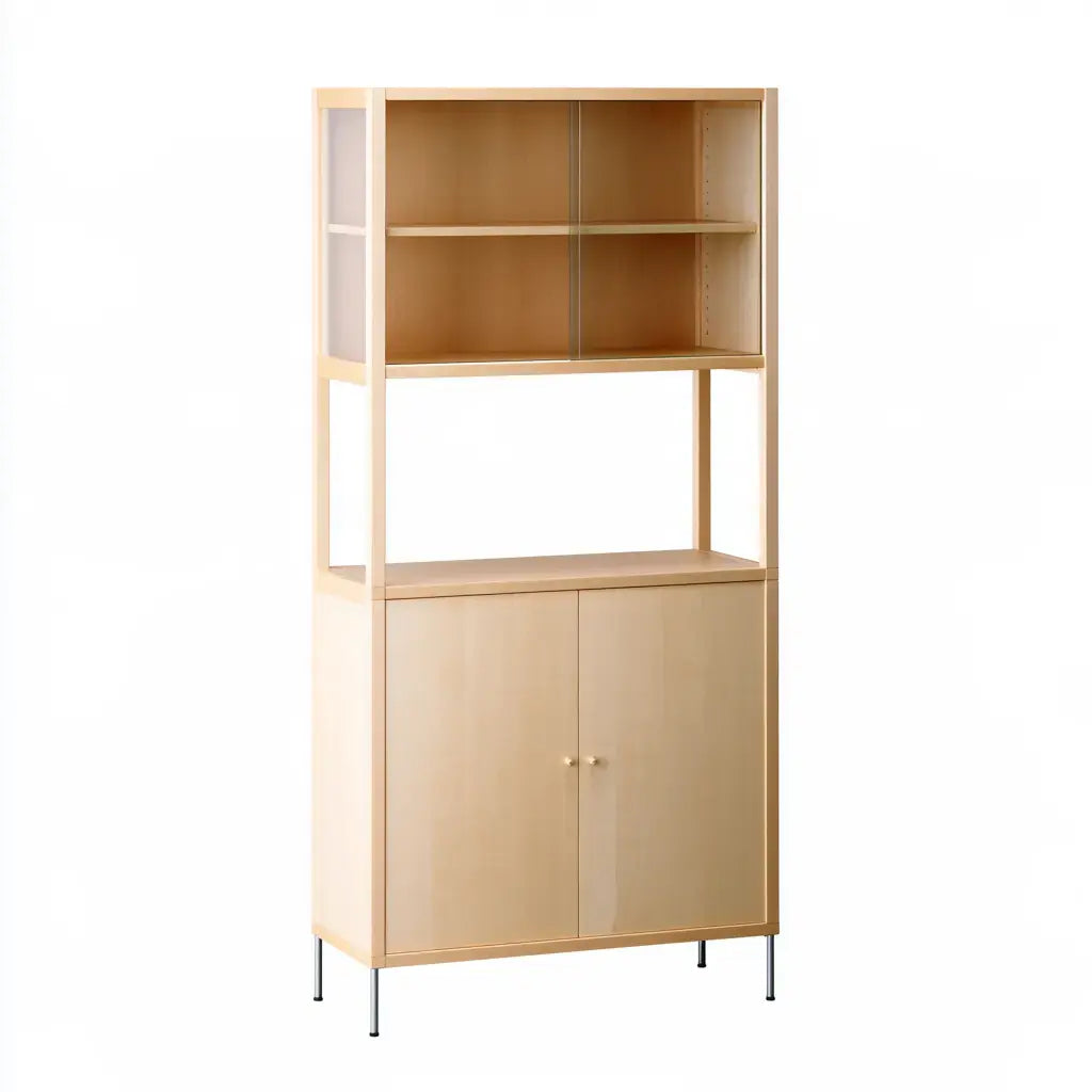 Aparador con estantes altos y puertas bajas - beige